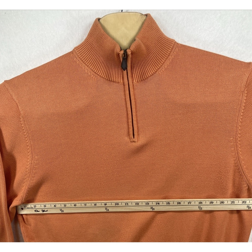 Brooks Brothers 346 Orange Merino Wool Knit 1/4 Zip Mock Neck Sweater L  C81 - Picture 3 of 5